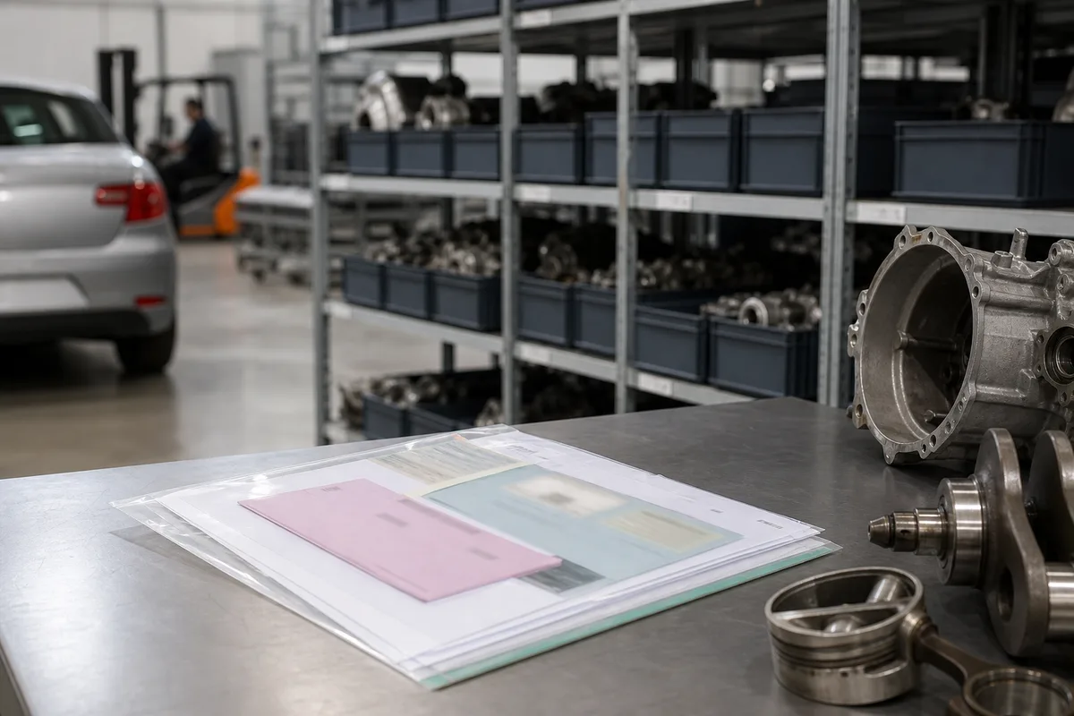Documents administratifs d’un véhicule préparés avant remise à un centre agréé