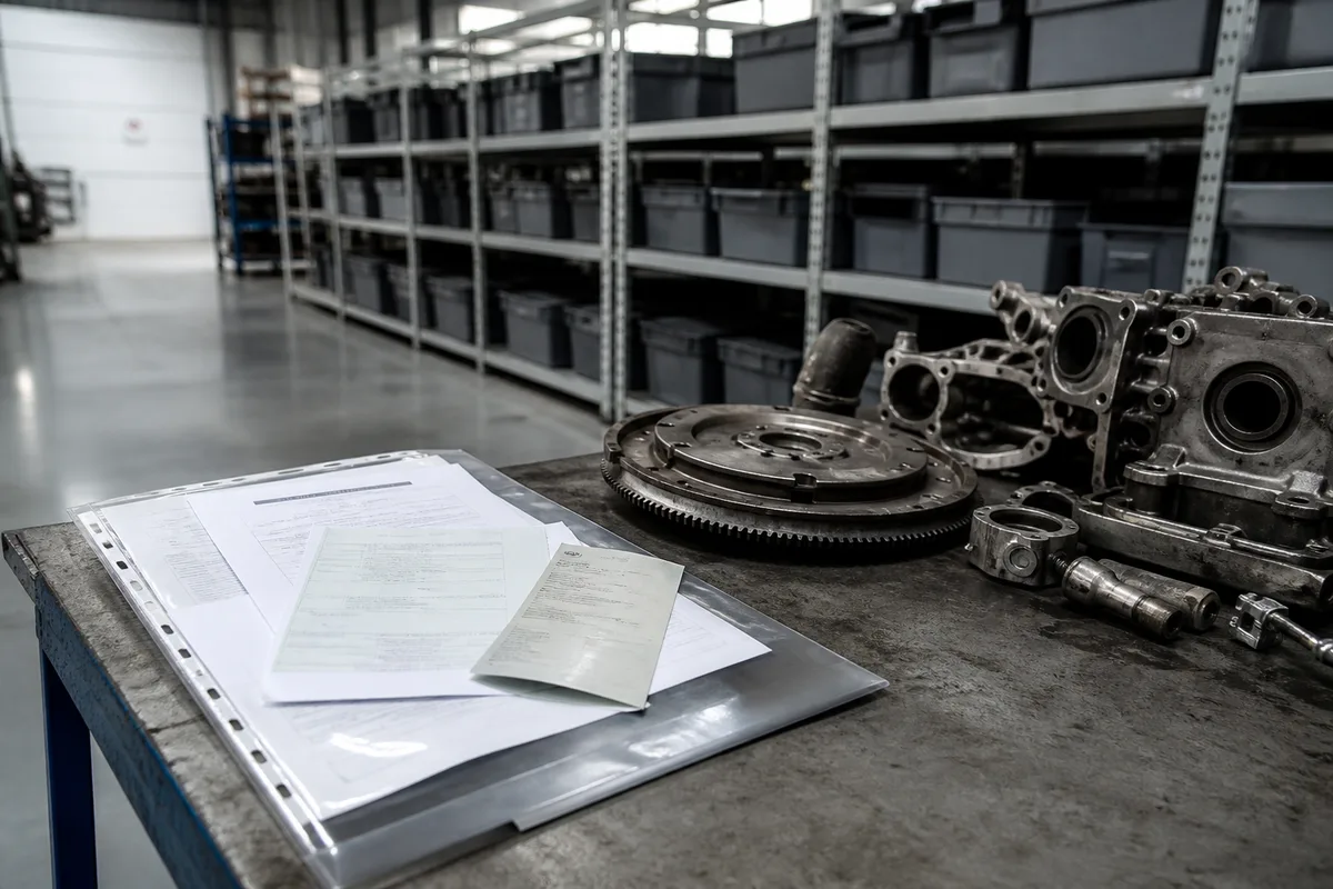 Documents de cession et certificat d’immatriculation préparés pour une remise de véhicule